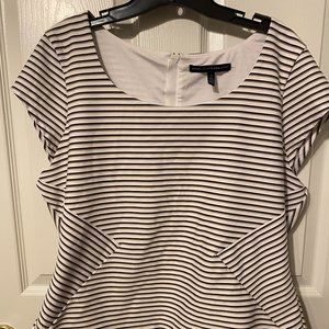 WHBM Striped Short Sleeve Zipper Back Blouse